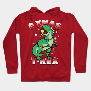 O Xmas T-Rex Funny Christmas Dinosaur Xmas Tree Hoodie